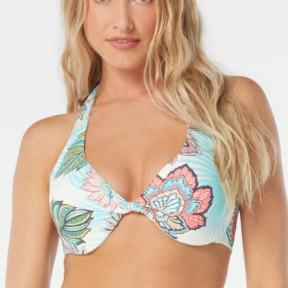 Coco Reef Verso Reversible Bra-Sized Twist-Front Bikini Top NWT Sz 36/38C